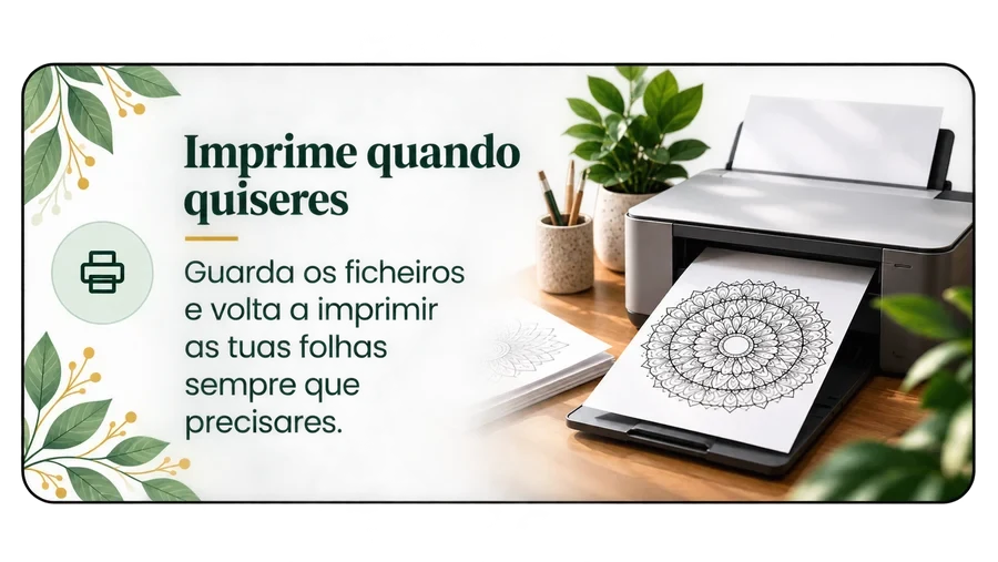 Imprime quando quiseres — Guarda os ficheiros e volta a imprimir as tuas folhas sempre que precisares.