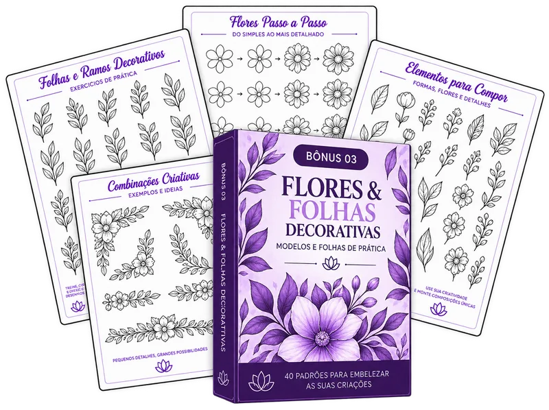 Mockup do bónus 3 — Flores e Folhas Decorativas